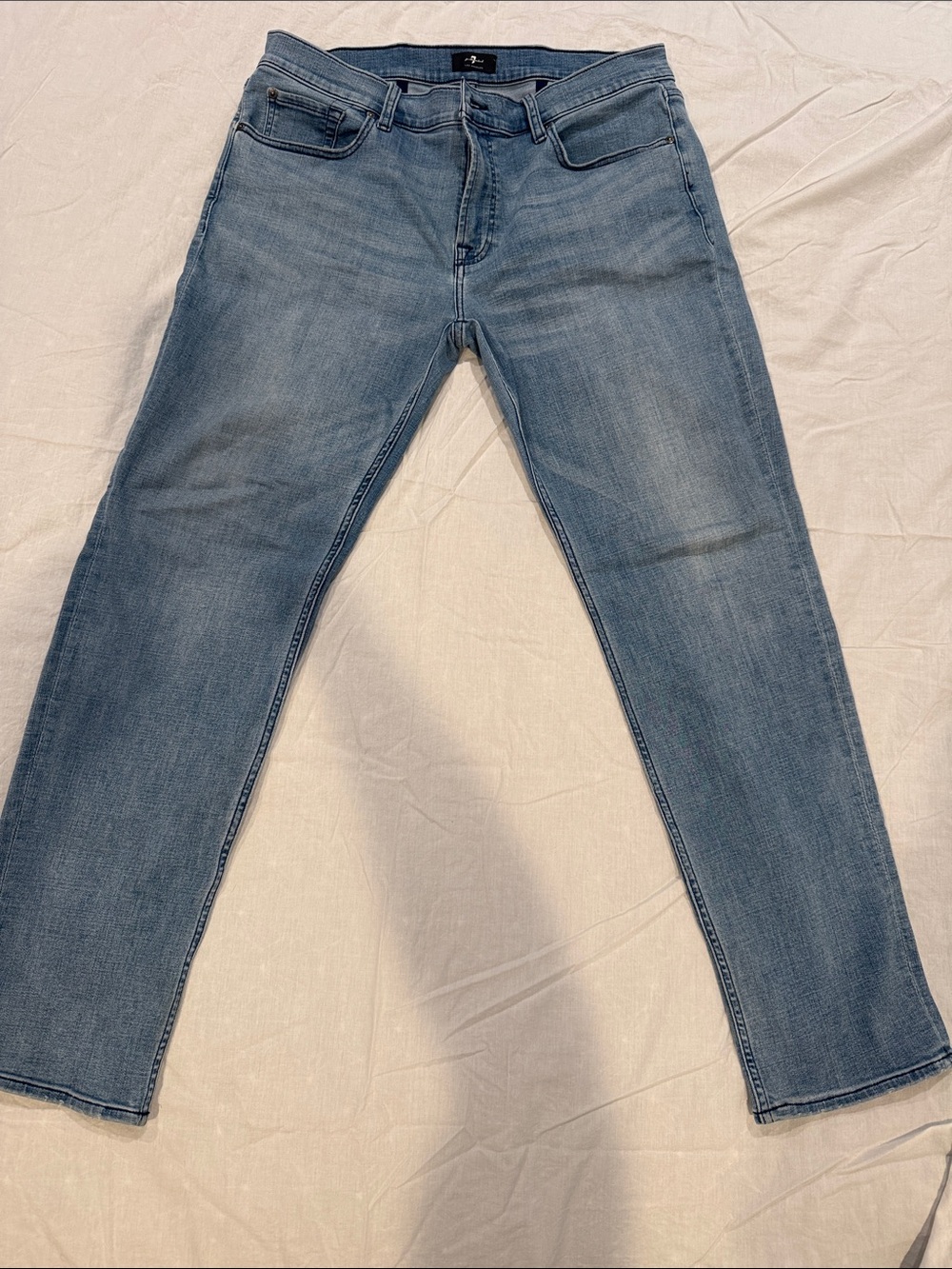 7 For All Mankind Medium Light Blue Straight Jeans